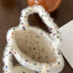 Woven Small Clutch Handbag Dot Knitting Tote Purse Casual Female Shoulder Bag