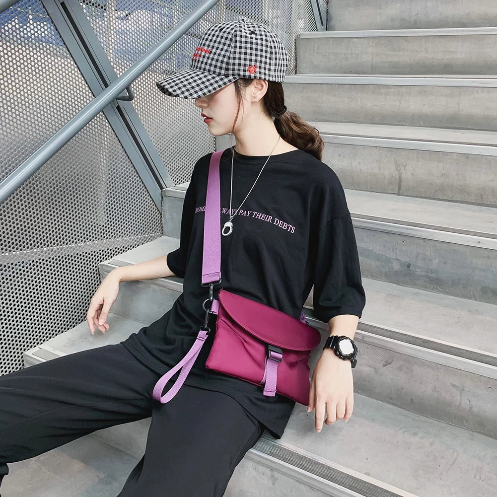 Small Nylon Crossbody Bag Lady Chain Messenger Handbag for Women