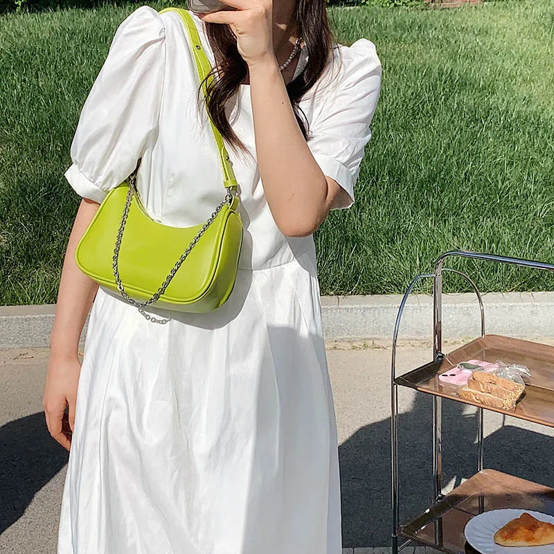 Moon Shap Small Leather Shoulder Bag Women Handbag