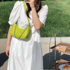 Moon Shap Small Leather Shoulder Bag Women Handbag