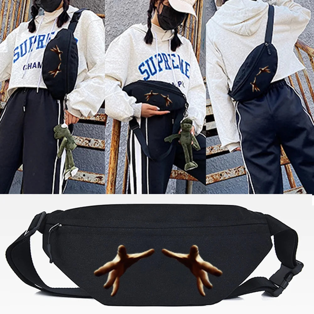 Six Flowers Print Waist Bag Unisex Tote Chest Phone Pouch Pocket