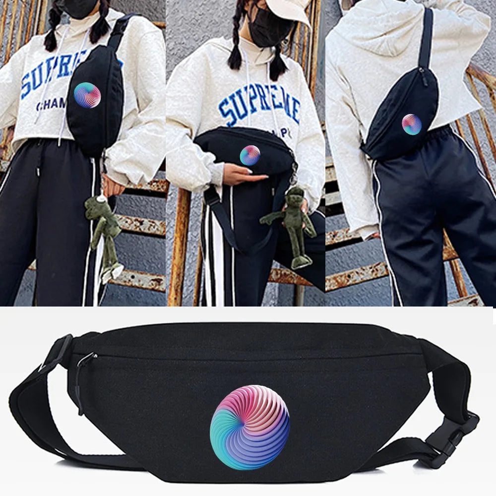 Six Flowers Print Waist Bag Unisex Tote Chest Phone Pouch Pocket