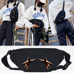 Six Flowers Print Waist Bag Unisex Tote Chest Phone Pouch Pocket