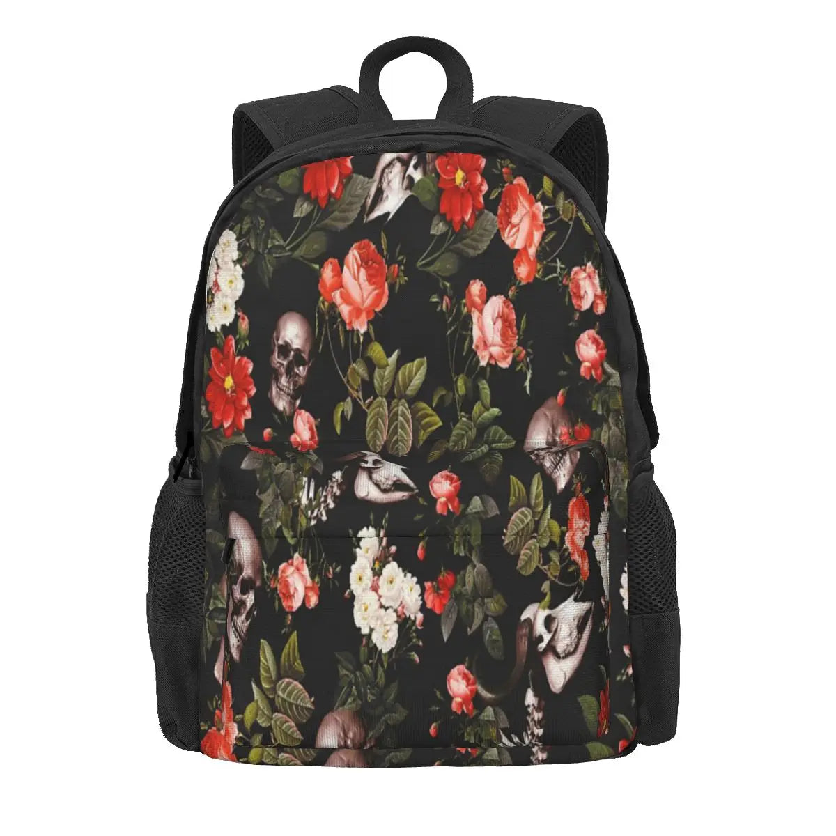 Skull And Floral Pattern Backpacks Men's Backpacks Bags For Women