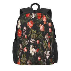 Skull And Floral Pattern Backpacks Men's Backpacks Bags For Women