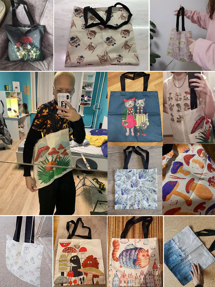 Skull Rose Butterfly Print Tote Handbag Horror Shoulder Bag