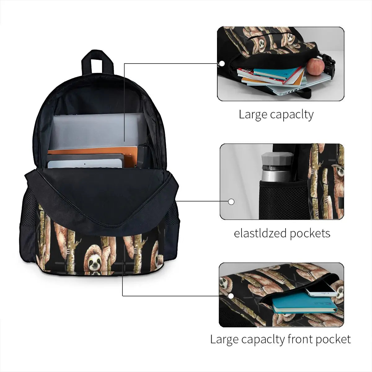 Sloth On A Tree Backpacks Men's Backpacks Bags For Women Reusable