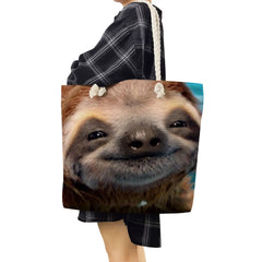 Sloth Print Shopper Bags Portable Casual Handbags Office Reusable Shoulder Bag