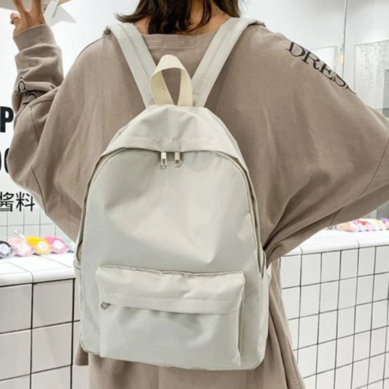 Small Backpack For School Teenagers Girls Nylon Women Backpack Bookbag Solid