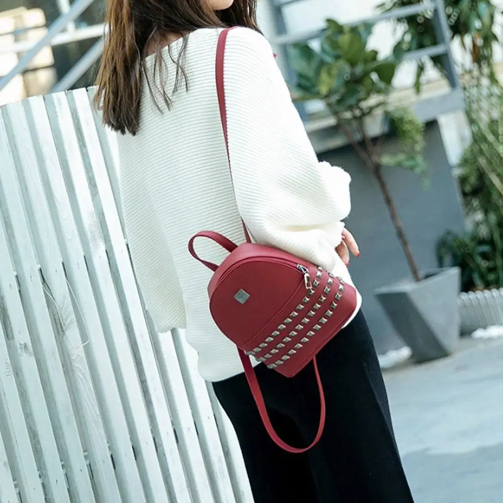 Small Backpack Women's Shoulder Bags PU Leather Bag School Bags