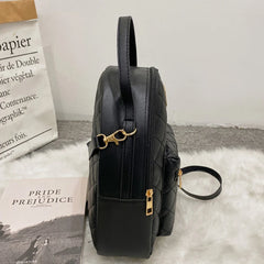 Small Women's Backpack Diamond Grids PU Leather Bag