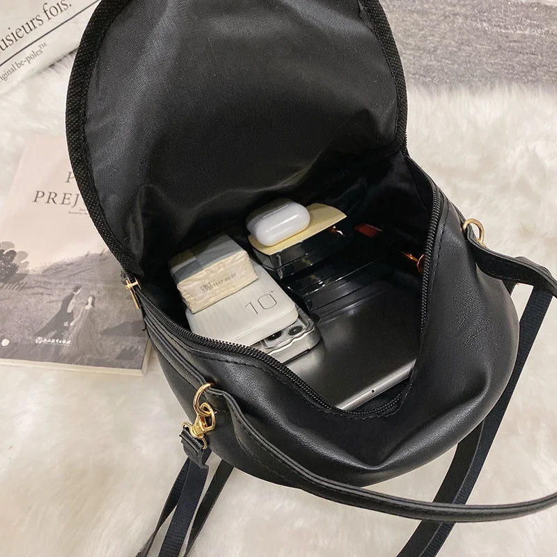 Small Women's Backpack Diamond Grids PU Leather Bag
