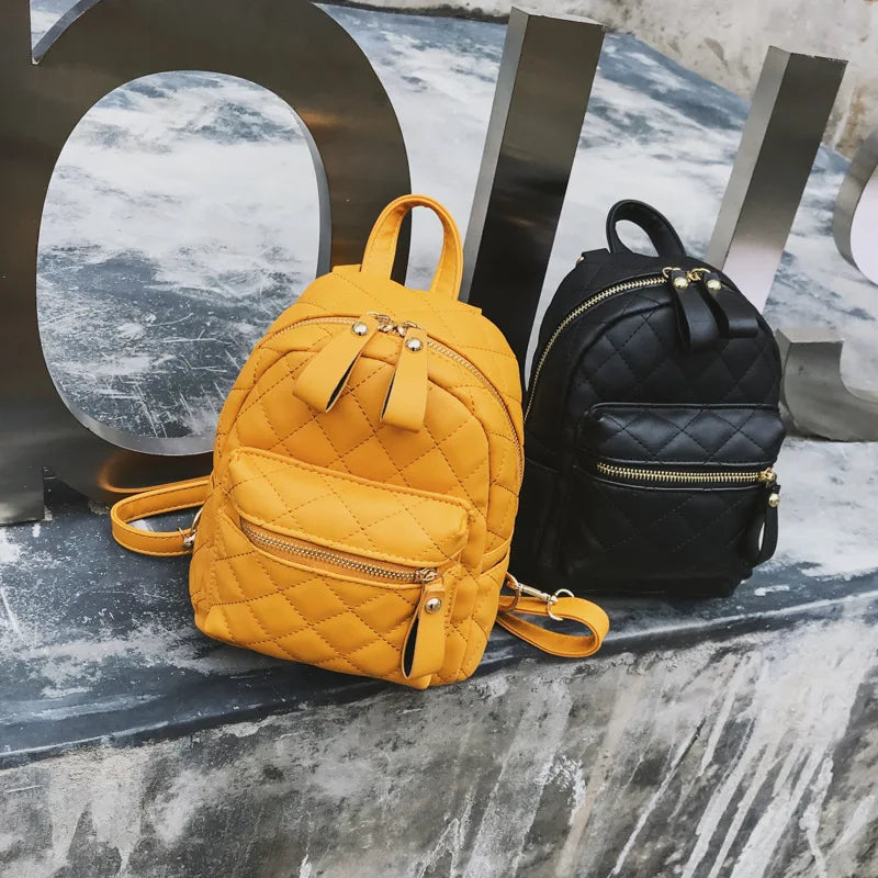 Small PU Leather Backpack Portable Women Bag