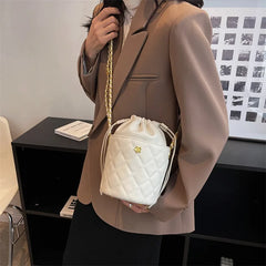 Small Camellia PU Leather OL Ladies Handbags Quilting Shoulder Bag