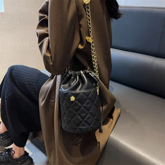 Small Camellia PU Leather OL Ladies Handbags Quilting Shoulder Bag