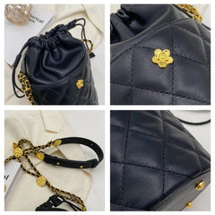 Small Camellia PU Leather OL Ladies Handbags Quilting Shoulder Bag