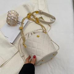 Small Camellia PU Leather OL Ladies Handbags Quilting Shoulder Bag