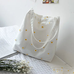 Small Canvas Tote Women?s Bag Girls Shopper Handbag Casual Embroidery
