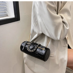 Barrel Shaped PU Leather Crossbody Bag for Women
