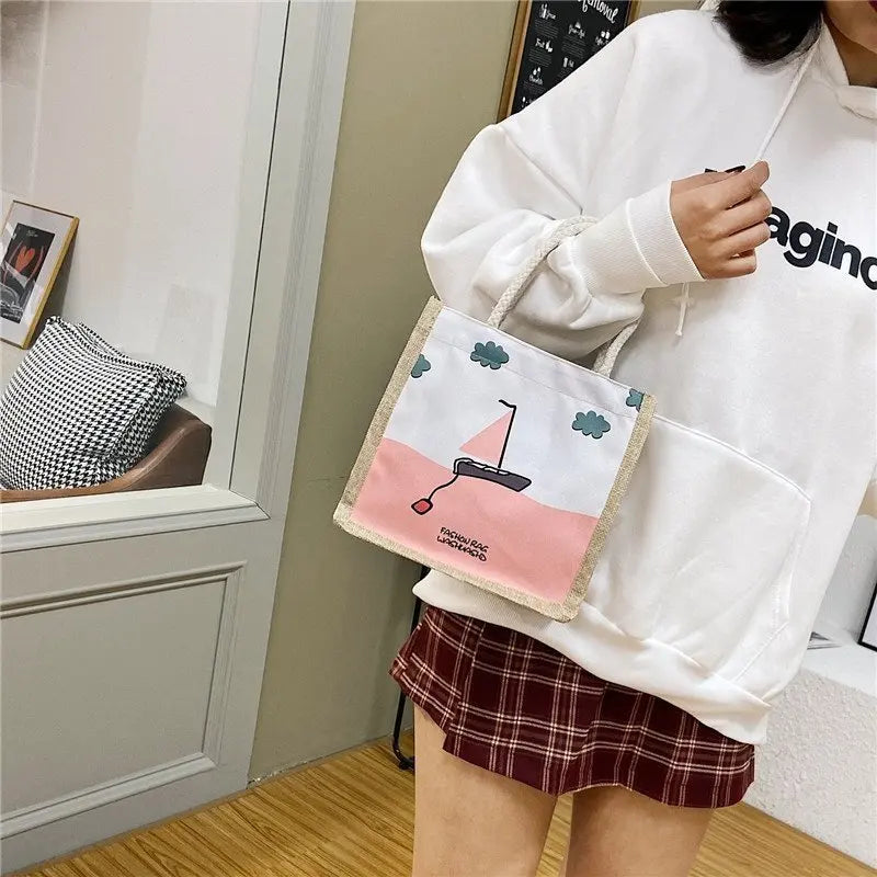 Small Canvas Shoulder Bag Casual Tote Female Eco Friendly Handbag