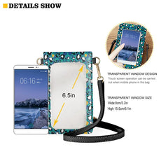 Dolphin Print Crossbody Bag for Women Leather Purse Touch Screen Phone Pouch