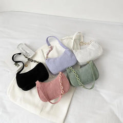 Corduroy Handbag One Shoulder Lady Armpit Bags Casual Literary Style