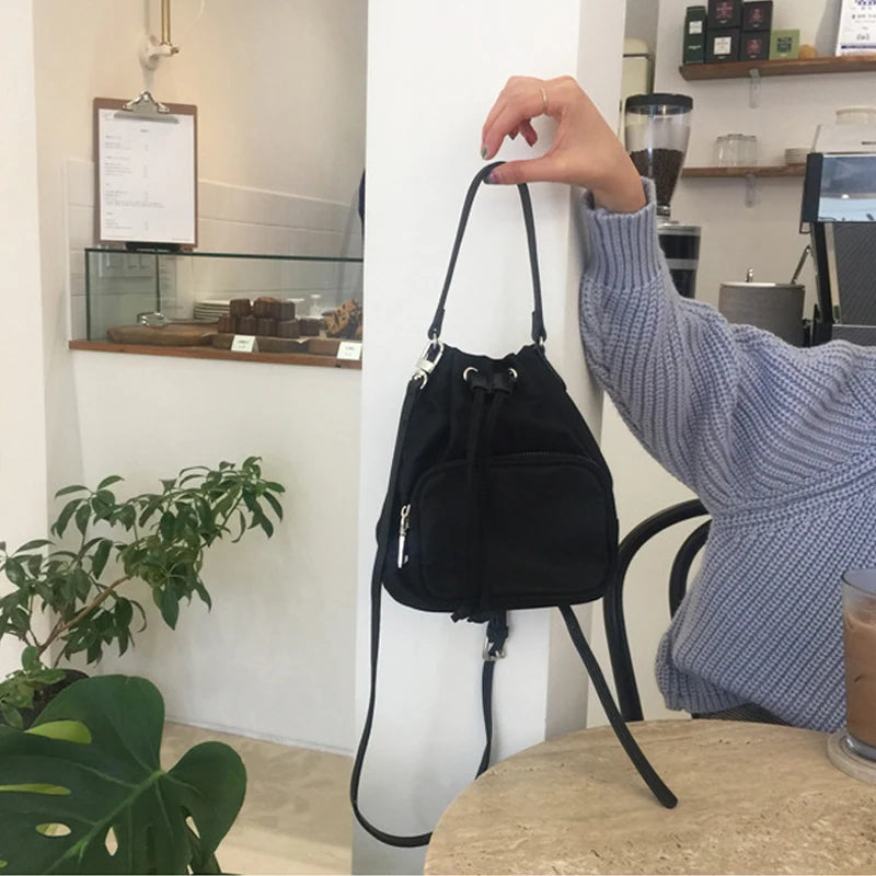 Canvas Tassel Shoulder Bag for Women Crossbody Tote Phone Pouch