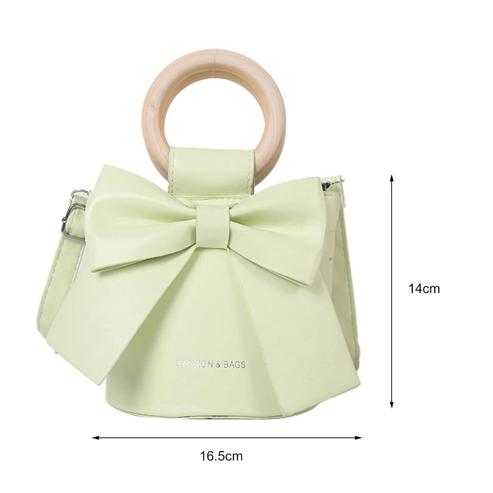 Sweet Mini Bag with Wooden Handle Round Shoulder Crossbody