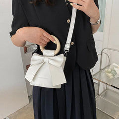 Sweet Mini Bag with Wooden Handle Round Shoulder Crossbody