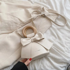 Sweet Mini Bag with Wooden Handle Round Shoulder Crossbody