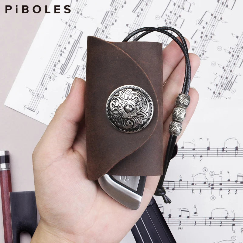Vintage Leather Key Wallet Holder Housekeeper Key Pouch