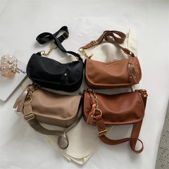 Vintage Leather Crossbody Bag Wide Belt Handbag