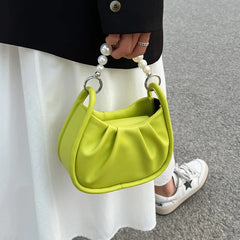 Small PU Leather Crossbody Bag Beading Totes Women's Handbags Shoulder Bags