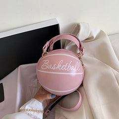 Personality Basketball Hand Bag Women Chains Handbag Mini Round Tote