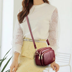 Small Leather Messenger Bag for Women, Vintage Shoulder Purse