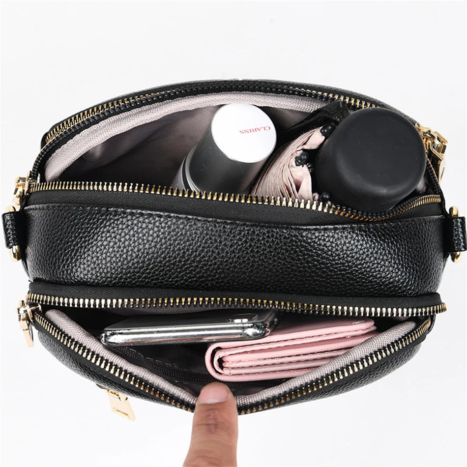 Small Leather Messenger Bag for Women, Vintage Shoulder Purse