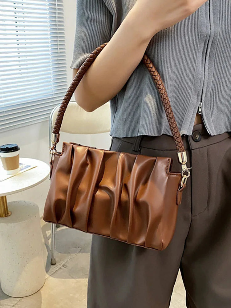 Pleated Underarm Crossbody Bag Women's Handbag