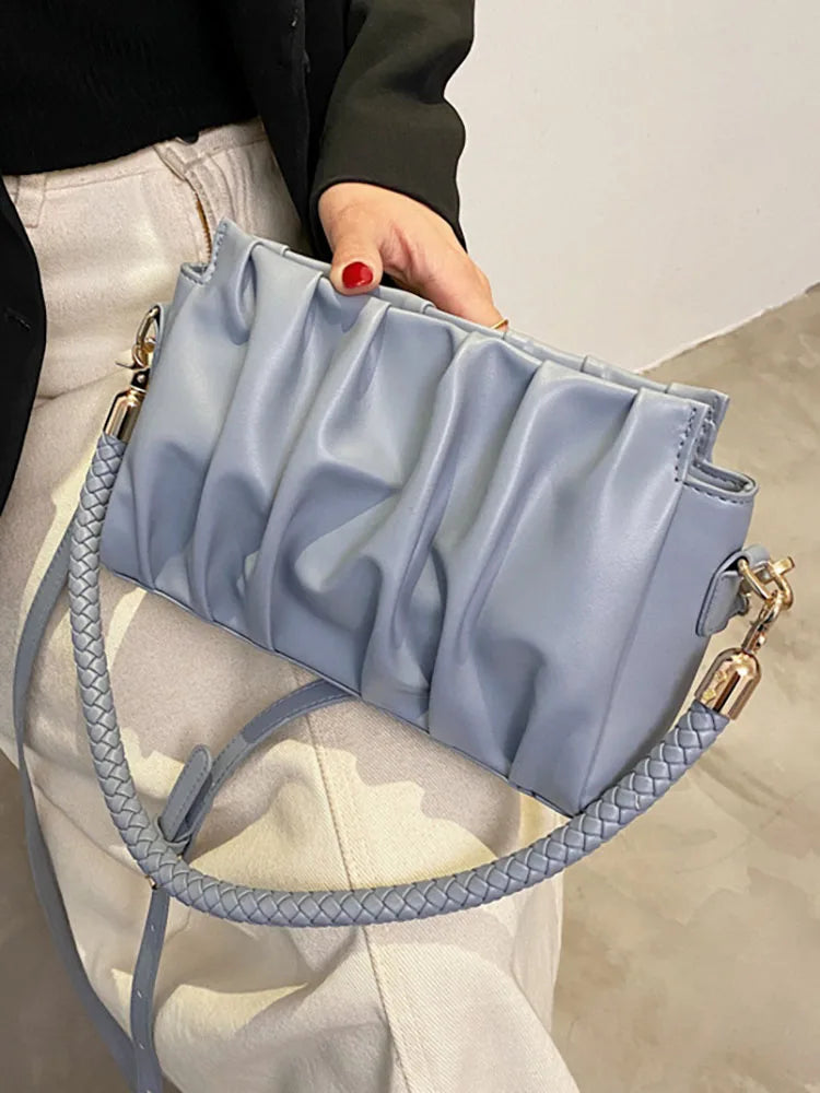 Pleated Underarm Crossbody Bag Women's Handbag