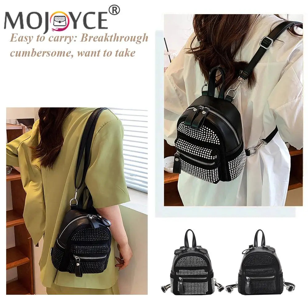 Rhinestone Backpack Women Crystal Shoulder School Bags Storage Tote