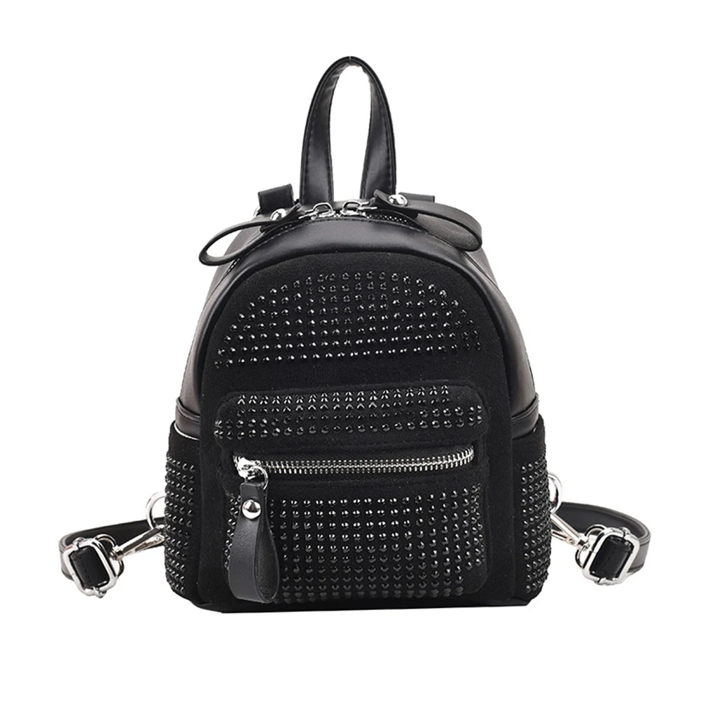 Small Rhinestone Backpack for Women Crystal Travel Casual Shoulder School Bag