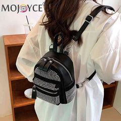 Small Rhinestone Backpack for Women Crystal Travel Casual Shoulder School Bag