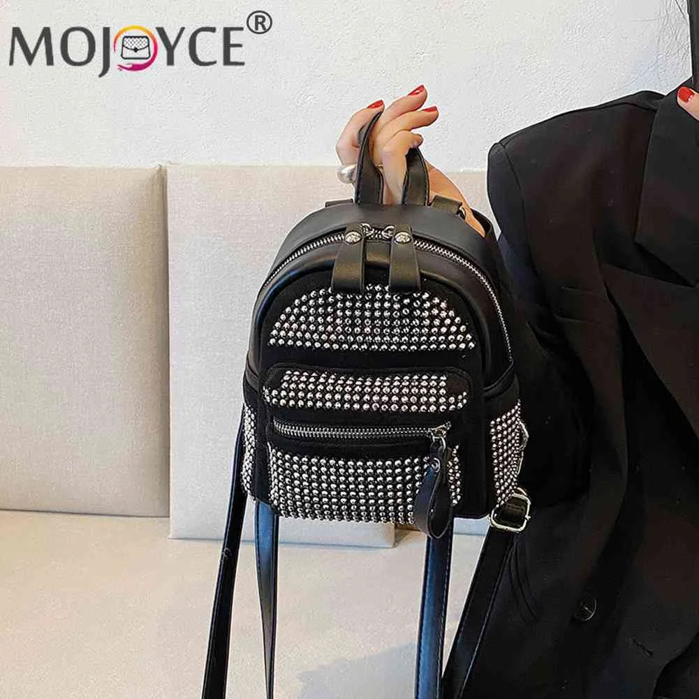 Small Rhinestone Backpack for Women Crystal Travel Casual Shoulder School Bag