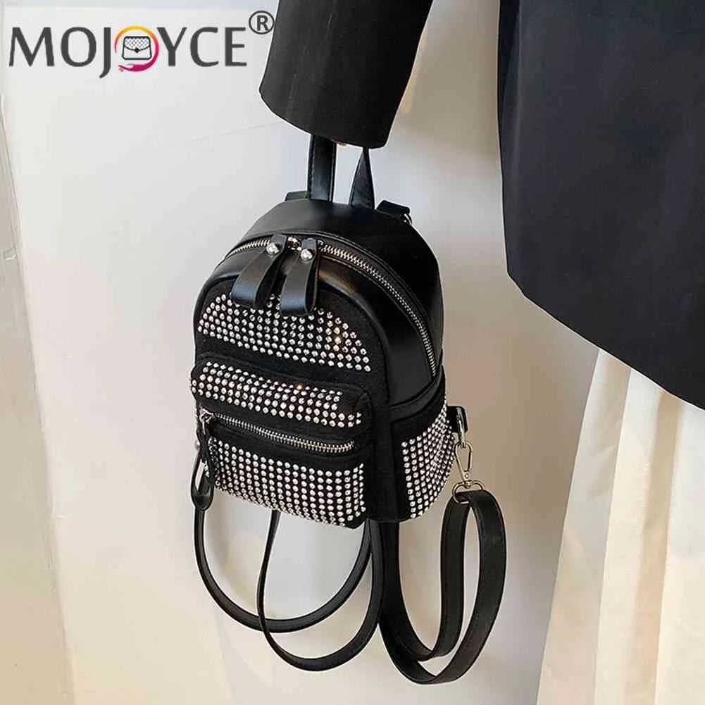 Small Rhinestone Backpack for Women Crystal Travel Casual Shoulder School Bag