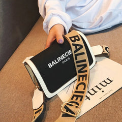 Women's PU Leather Shoulder Bag Wide Strap Messenger Bag H