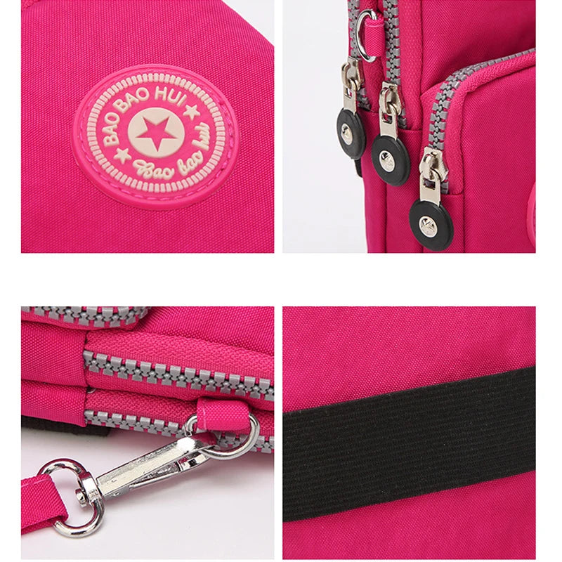 Small Nylon Shoulder Bag for Women Mini Mobile Phone Messenger Purse