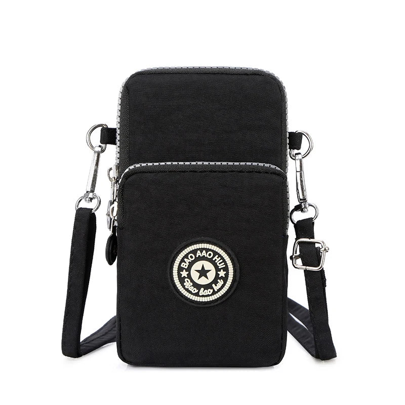Small Nylon Shoulder Bag for Women Mini Mobile Phone Messenger Purse