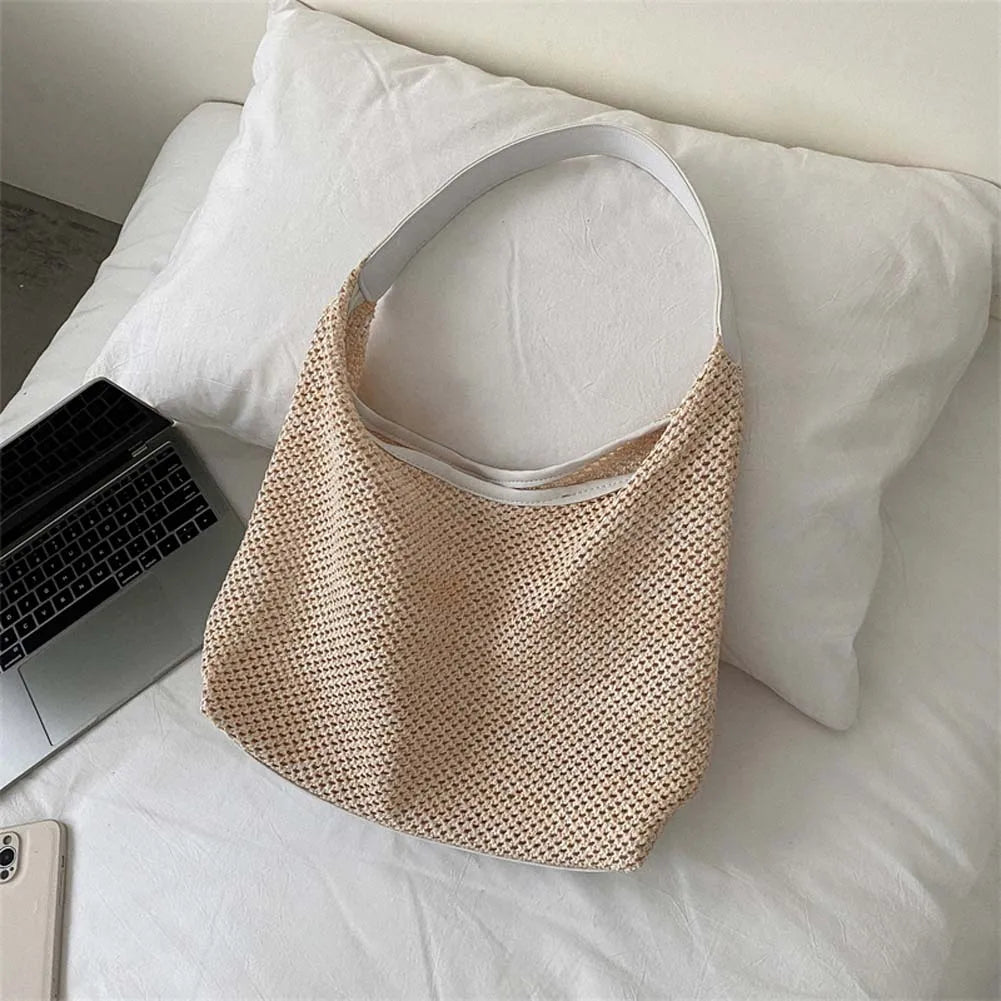 Summer Straw Woven Crossbody Shoulder Bag Lady Travel Purse