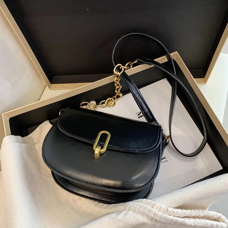 Women's Small Square Messenger Bag with Chains, Crossbody Shoulder Bag