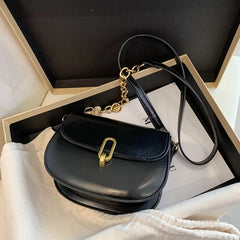 Women's Small Square Messenger Bag with Chains, Crossbody Shoulder Bag