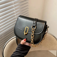 Women's Small Square Messenger Bag with Chains, Crossbody Shoulder Bag